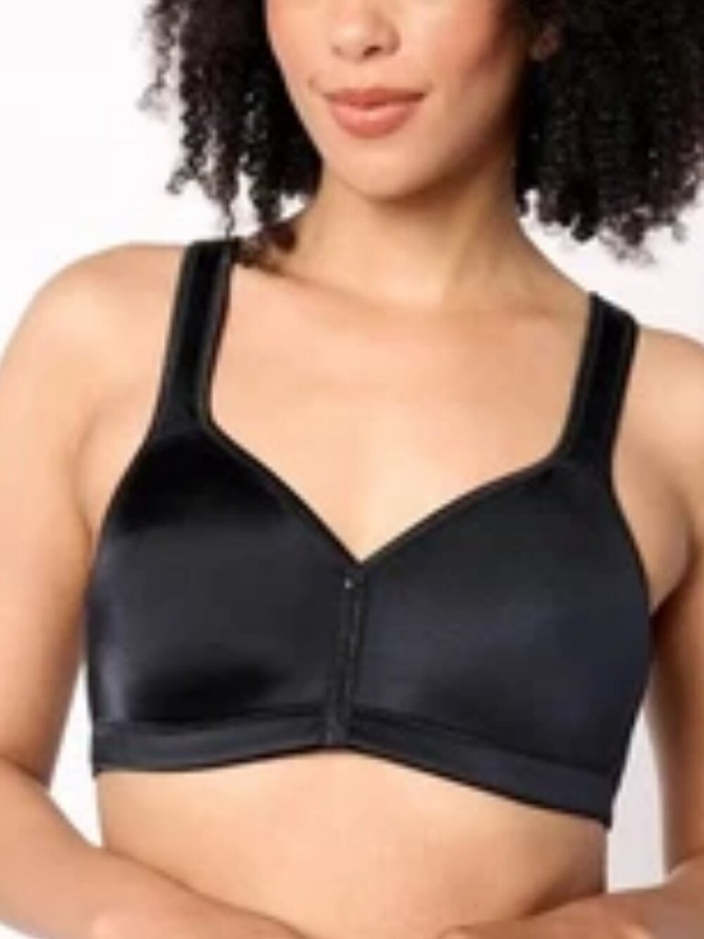 Breezies Signature Shine Unlined Wirefree Support Bra 42DD Black